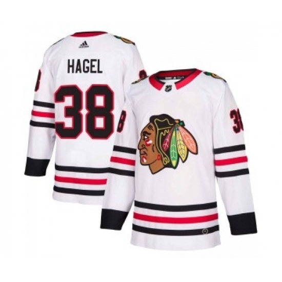 Men's Chicago Blackhawks #38 Brandon Hagel Adidas Authentic Away White Jersey - Ujersey