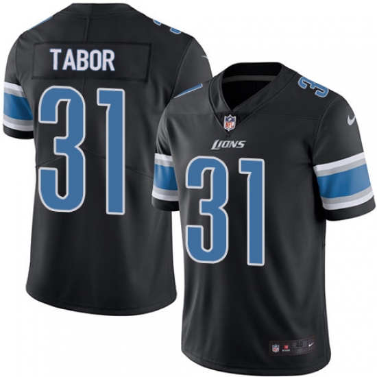 Men's Nike Detroit Lions #31 Teez Tabor Limited Black Rush Vapor Untouchable NFL Jersey - Ujersey
