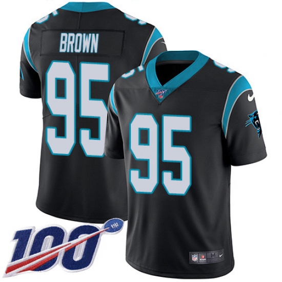 Men's Carolina Panthers #95 Derrick Brown Black Team Color Stitched NFL 100th Season Vapor Untouchable Limited Jersey - Ujersey