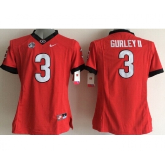 Georgia Bulldogs 3 Gurley II Red College Women Jerseys - Ujersey