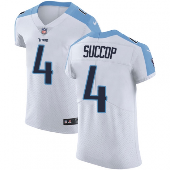 Men's Nike Tennessee Titans #4 Ryan Succop White Vapor Untouchable Elite Player NFL Jersey - Ujersey