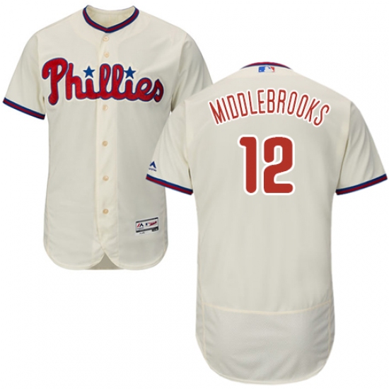 Men's Majestic Philadelphia Phillies #12 Will Middlebrooks Cream Alternate Flex Base Authentic Collection MLB Jersey - Ujersey