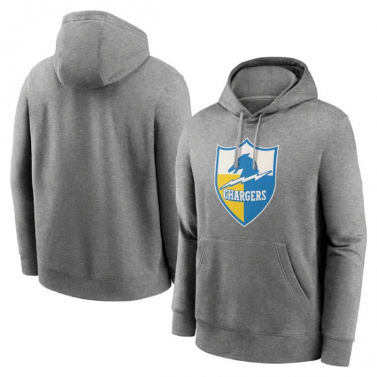 Men's Los Angeles Chargers Heather Gray Primary Logo Long Sleeve Hoodie - Ujersey