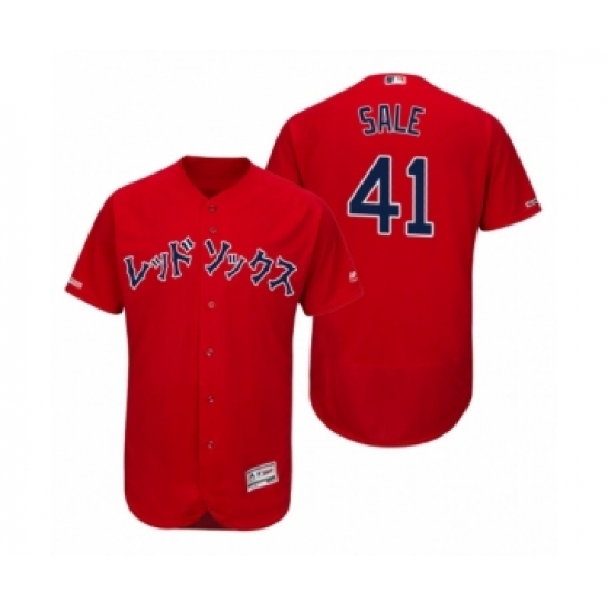 Men's 2019 Asian Heritage Month Boston Red Sox #41 Chris Sale Red Japanese Flex Base Jersey - Ujersey