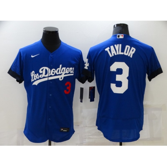 Men's Los Angeles Dodgers #3 Chris Taylor Blue Elite City Player Jersey - Ujersey