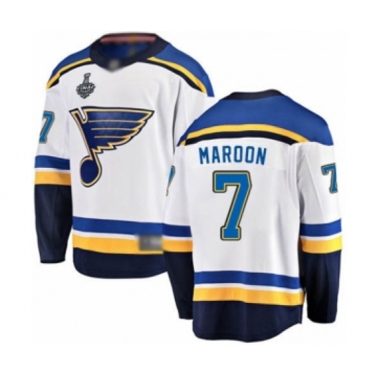 Youth St. Louis Blues #7 Patrick Maroon Fanatics Branded White Away Breakaway 2019 Stanley Cup Final Bound Hockey Jersey