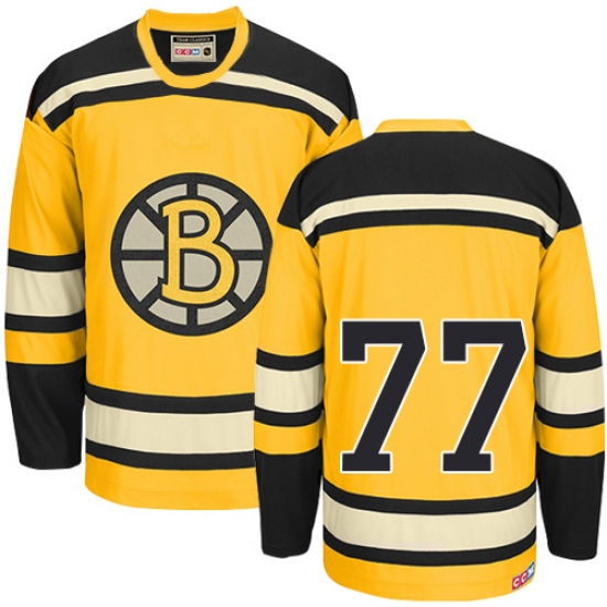 Men's CCM Boston Bruins #77 Ray Bourque Premier Gold Throwback NHL Jersey - Ujersey