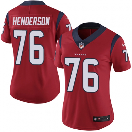 Women's Nike Houston Texans #76 Seantrel Henderson Red Alternate Vapor Untouchable Limited Player NFL Jersey - Ujersey