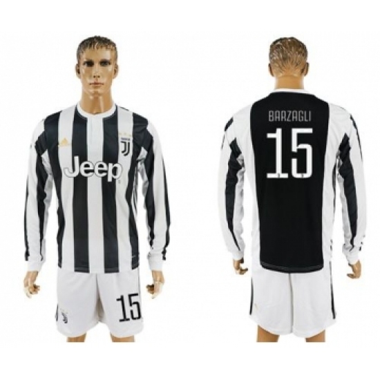 Juventus #15 Barzagli Home Long Sleeves Soccer Club Jersey