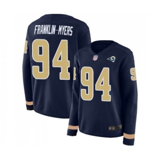 Women's Los Angeles Rams #94 John Franklin-Myers Limited Navy Blue Therma Long Sleeve Football Jersey - Ujersey