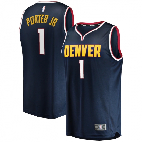 Men's Denver Nuggets #1 Michael Porter Jr. Fanatics Branded Navy 2020-21 Fast Break Replica Jersey - Ujersey