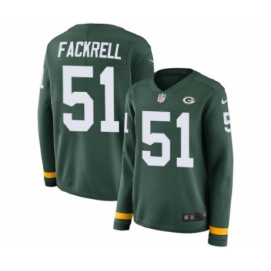 Women's Nike Green Bay Packers #51 Kyler Fackrell Limited Green Therma Long Sleeve NFL Jersey - Ujersey