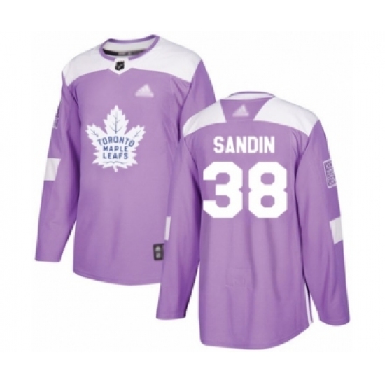 Men's Toronto Maple Leafs #38 Rasmus Sandin Authentic Purple Fights Cancer Practice Hockey Jersey - Ujersey
