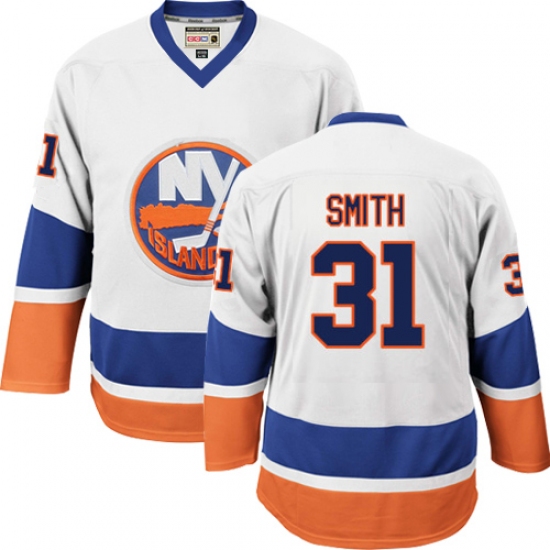 Men's CCM New York Islanders #31 Billy Smith Premier White Throwback NHL Jersey - Ujersey