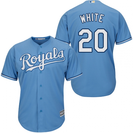 Youth Majestic Kansas City Royals #20 Frank White Authentic Light Blue Alternate 1 Cool Base MLB Jersey - Ujersey