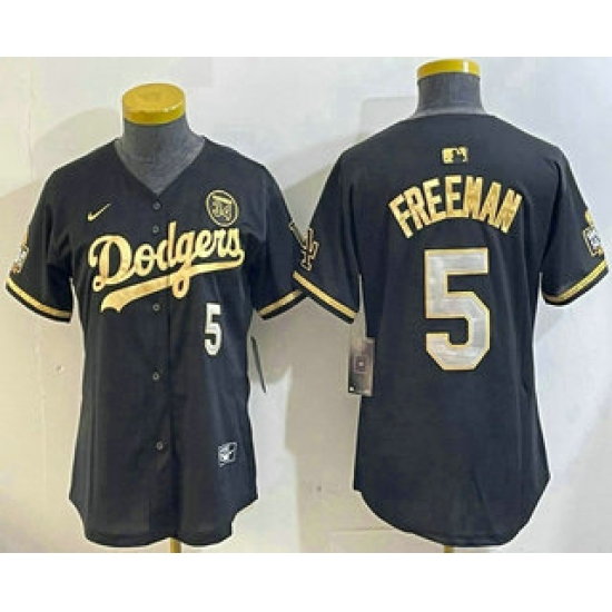 Women's Los Men's Los Angeles Dodgers #5 Freddie Freeman Black Gold 2024 World Series 34 Stitched Cool Base Jerseys - Ujersey
