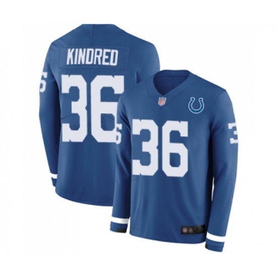 Men's Indianapolis Colts #36 Derrick Kindred Limited Blue Therma Long Sleeve Football Jersey - Ujersey