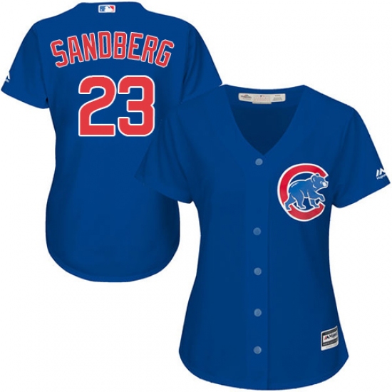 Women's Majestic Chicago Cubs #23 Ryne Sandberg Authentic Royal Blue Alternate MLB Jersey - Ujersey