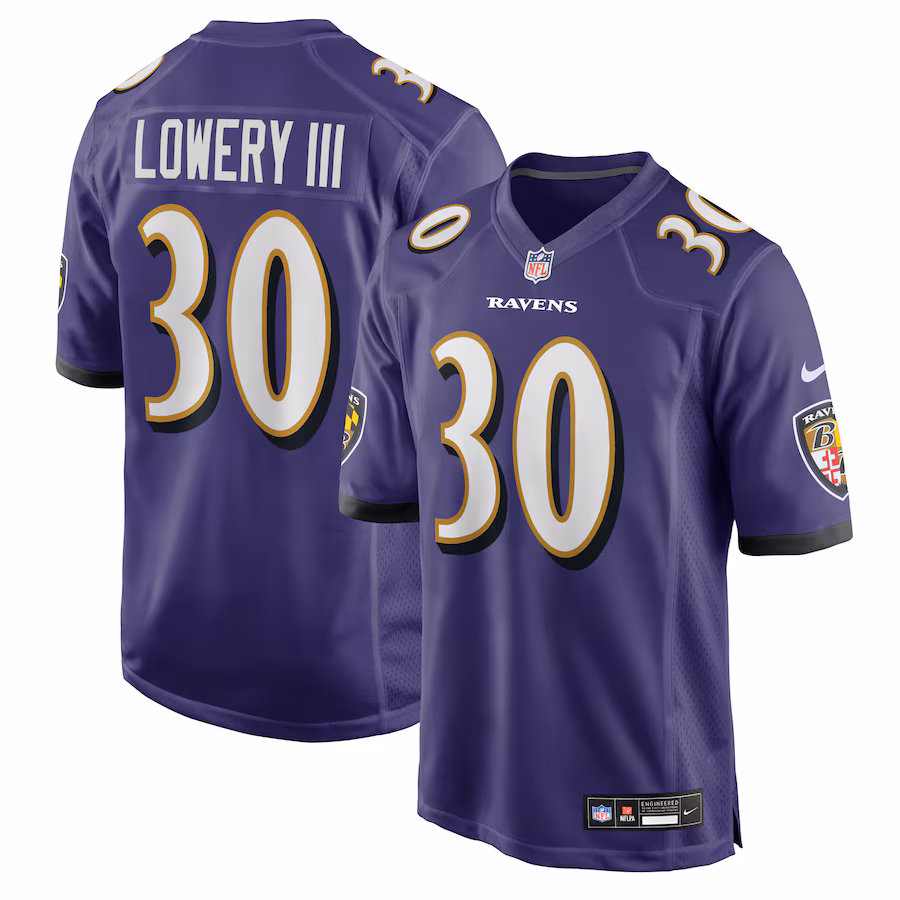 Men's Baltimore Ravens Reuben Lowery III Nike Purple Team Game Jersey - Ujersey