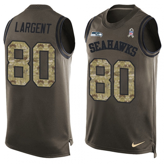 Men's Nike Seattle Seahawks #80 Steve Largent Limited Green Salute to Service Tank Top NFL Jersey - Ujersey