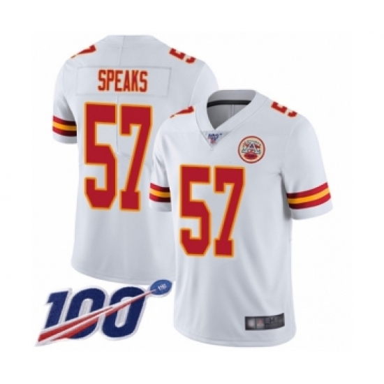 Men's Kansas City Chiefs #57 Breeland Speaks White Vapor Untouchable Limited Player 100th Season Football Jersey - Ujersey