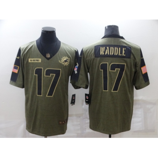 Men's Miami Dolphins #17 Jaylen Waddle Nike Olive 2021 Salute To Service Limited Player Jersey - Ujersey