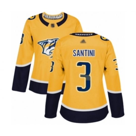 Women's Nashville Predators #3 Steven Santini Authentic Gold Home Hockey Jersey - Ujersey