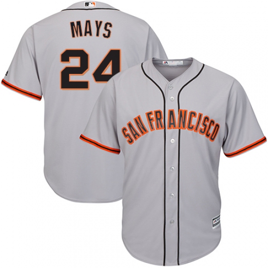 Youth Majestic San Francisco Giants #24 Willie Mays Replica Grey Road Cool Base MLB Jersey