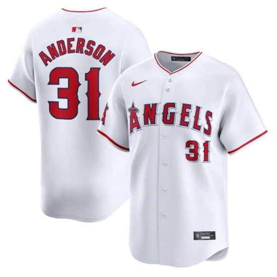 Men's Los Angeles Angels #31 Tyler Anderson White Home Limited Baseball Stitched Jersey - Ujersey