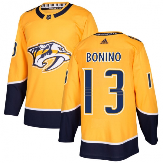 Men's Adidas Nashville Predators #13 Nick Bonino Authentic Gold Home NHL Jersey - Ujersey