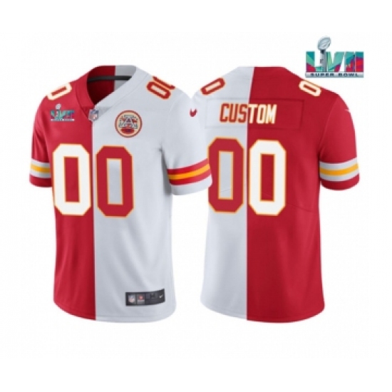 Men's Kansas City Chiefs ACTIVE PLAYER Custom Red White Split Super Bowl LVII Patch Vapor Untouchable Limited Stitched Jersey - Ujersey
