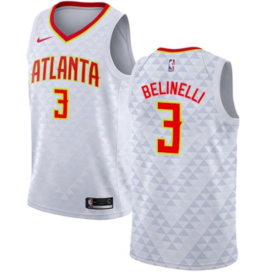 Youth Nike Atlanta Hawks #3 Marco Belinelli Authentic White NBA Jersey - Association Edition - Ujersey