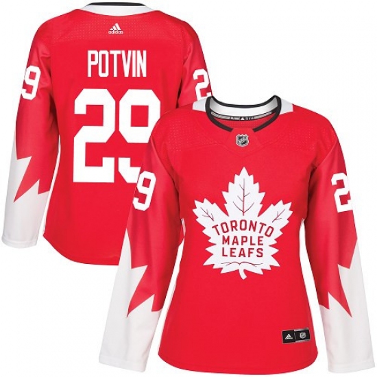 Women's Adidas Toronto Maple Leafs #29 Felix Potvin Authentic Red Alternate NHL Jersey - Ujersey