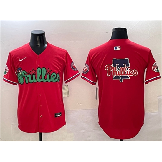 Men's Philadelphia Phillies Team Big Logo Red Phanatic Limited Stitched Jersey - Ujersey