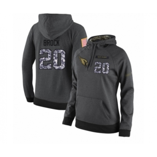Football Women's Arizona Cardinals #20 Tramaine Brock Stitched Black Anthracite Salute to Service Player Performance Hoodie