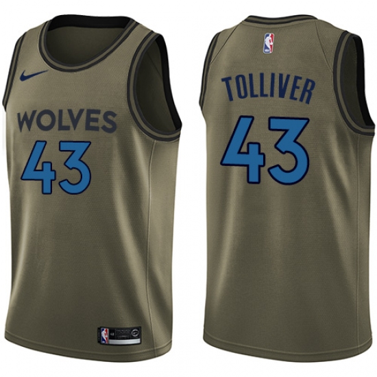 Men's Nike Minnesota Timberwolves #43 Anthony Tolliver Swingman Green Salute to Service NBA Jersey - Ujersey
