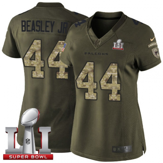 Women's Nike Atlanta Falcons #44 Vic Beasley Limited Green Salute to Service Super Bowl LI 51 NFL Jersey - Ujersey