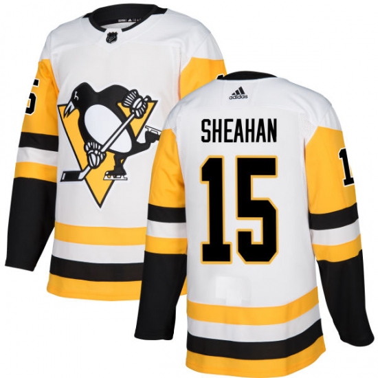 Women's Adidas Pittsburgh Penguins #15 Riley Sheahan Authentic White Away NHL Jersey - Ujersey