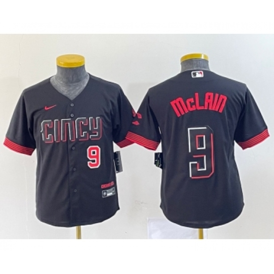 Youth Nike Cincinnati Reds #9 Matt McLain Number Black 2023 City Connect Cool Base Stitched Jersey - Ujersey