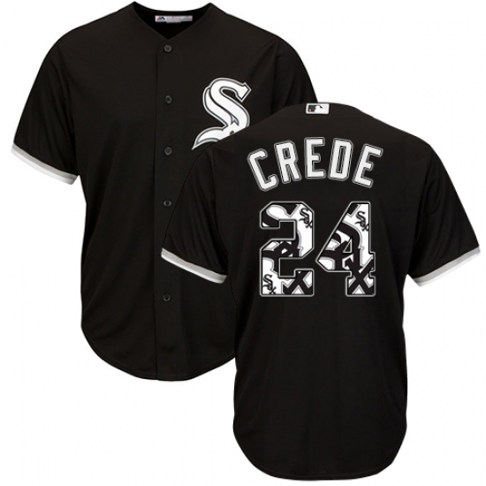 Men's Majestic Chicago White Sox #24 Joe Crede Authentic Black Team Logo Fashion Cool Base MLB Jersey - Ujersey