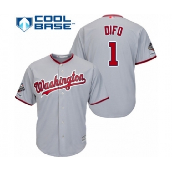 Youth Washington Nationals #1 Wilmer Difo Authentic Grey Road Cool Base 2019 World Series Champions Baseball Jersey - Ujersey