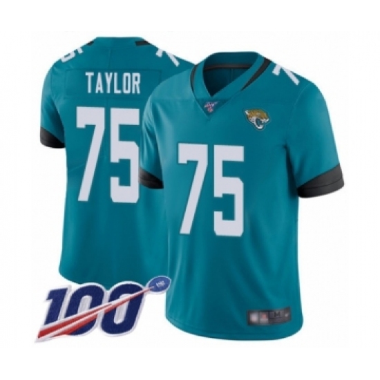 Men's Jacksonville Jaguars #75 Jawaan Taylor Teal Green Alternate Vapor Untouchable Limited Player 100th Season Football Jersey - Ujersey