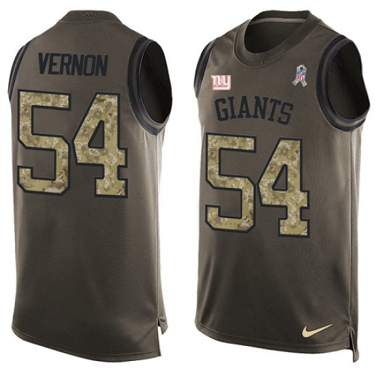 Men's Nike New York Giants #54 Olivier Vernon Limited Green Salute to Service Tank Top NFL Jersey - Ujersey