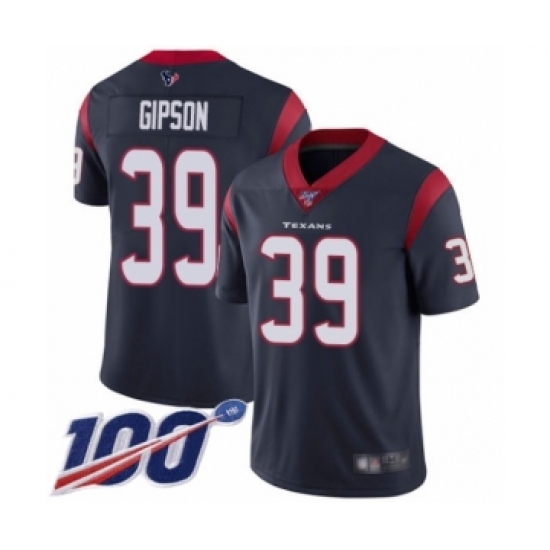 Men's Houston Texans #39 Tashaun Gipson Navy Blue Team Color Vapor Untouchable Limited Player 100th Season Football Jersey - Ujersey
