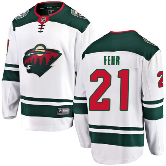 Men's Minnesota Wild #21 Eric Fehr Authentic White Away Fanatics Branded Breakaway NHL Jersey - Ujersey