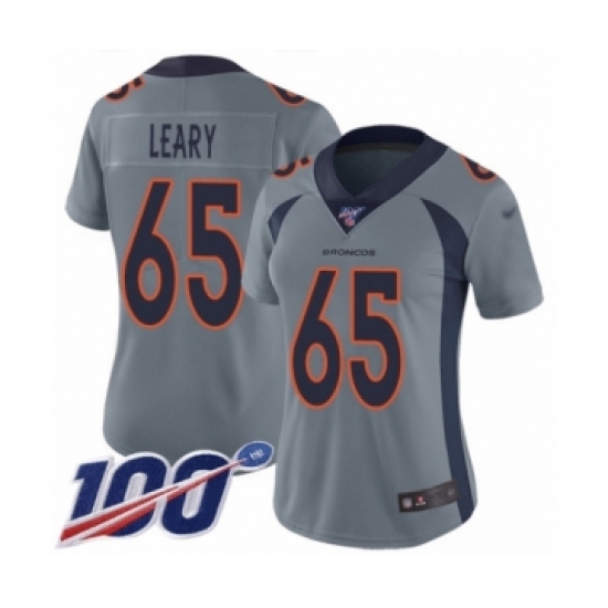 Women's Denver Broncos #65 Ronald Leary Limited Silver Inverted Legend 100th Season Football Jersey - Ujersey