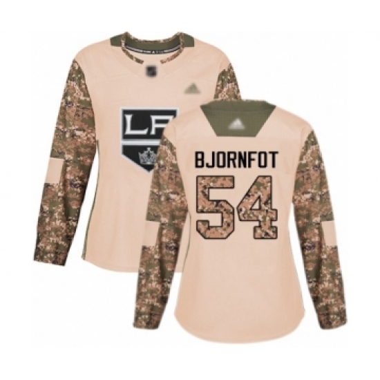 Women's Los Angeles Kings #54 Tobias Bjornfot Authentic Camo Veterans Day Practice Hockey Jersey