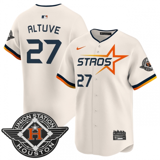 Men's Houston Astros #27 Jose Altuve Cream 2025 City Connect Limited Stitched Baseball Jersey - Ujersey