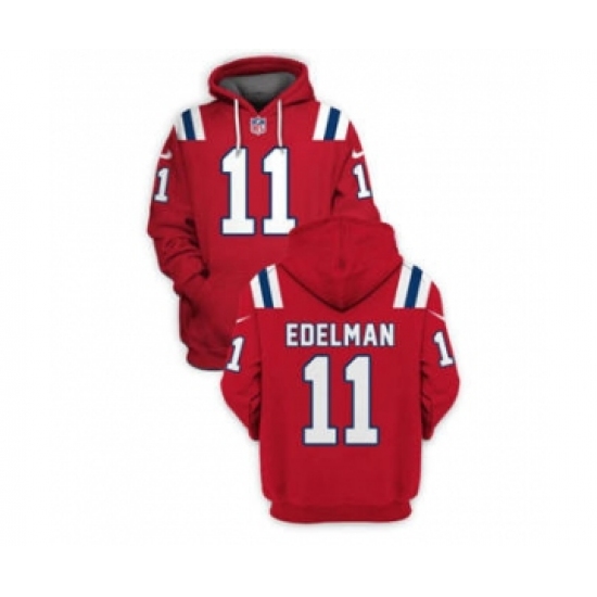 Men's New England Patriots #11 Julian Edelman 2021 Red Pullover Football Hoodie - Ujersey
