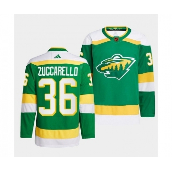 Men's Minnesota Wild #36 Mats Zuccarello Green 2022-23 Reverse Retro Stitched Jersey - Ujersey